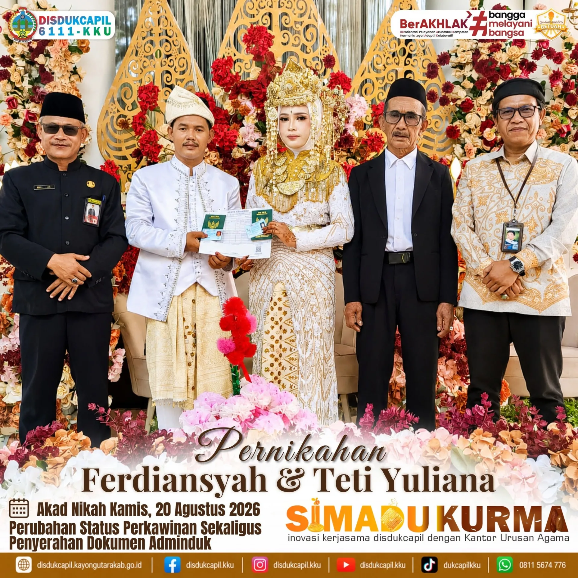 SIMADU KURMA Permudah Perubahan Status Perkawinan dan Penyerahan Dokumen Adminduk bagi Ferdiansyah dan Teti Yuliana