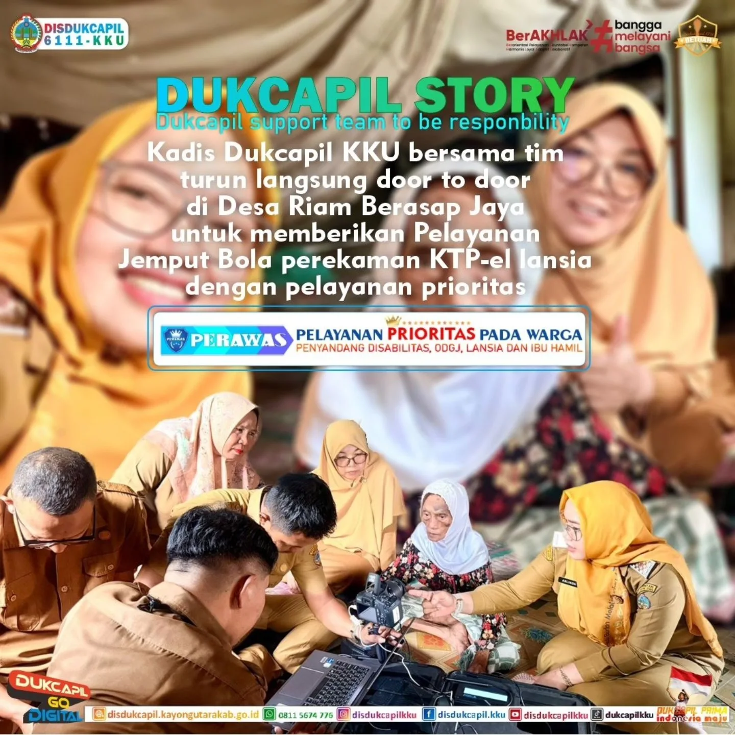 Disdukcapil Kayong Utara Optimalkan Layanan Jemput Bola melalui DUKCAPIL STORY dan PERAWAS di Desa Riam Berasap Jaya