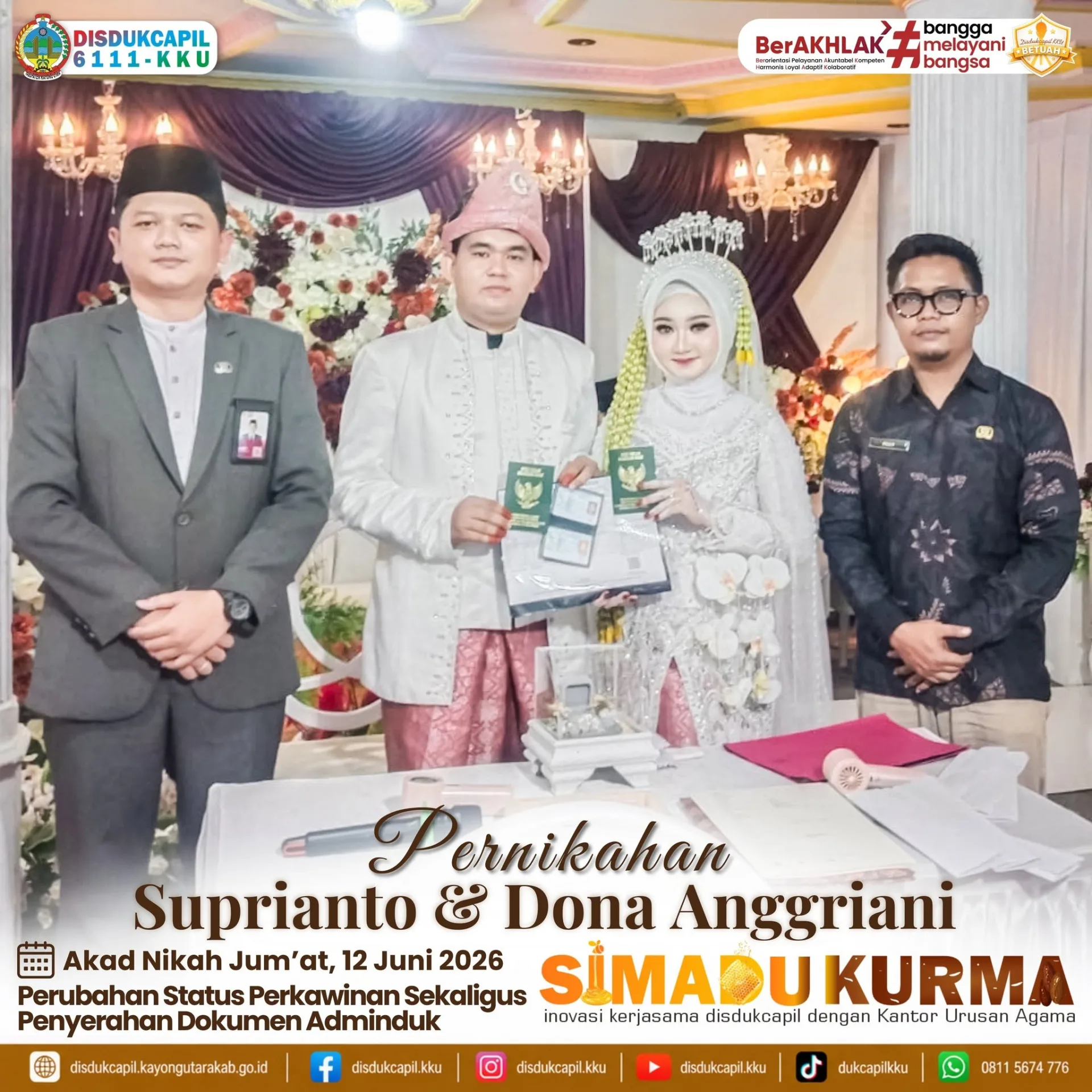 SIMADU KURMA Tutup Pekan dengan Layanan untuk Suprianto & Dona Anggriani, Adminduk Beres Sebelum Akhir Pekan Tiba