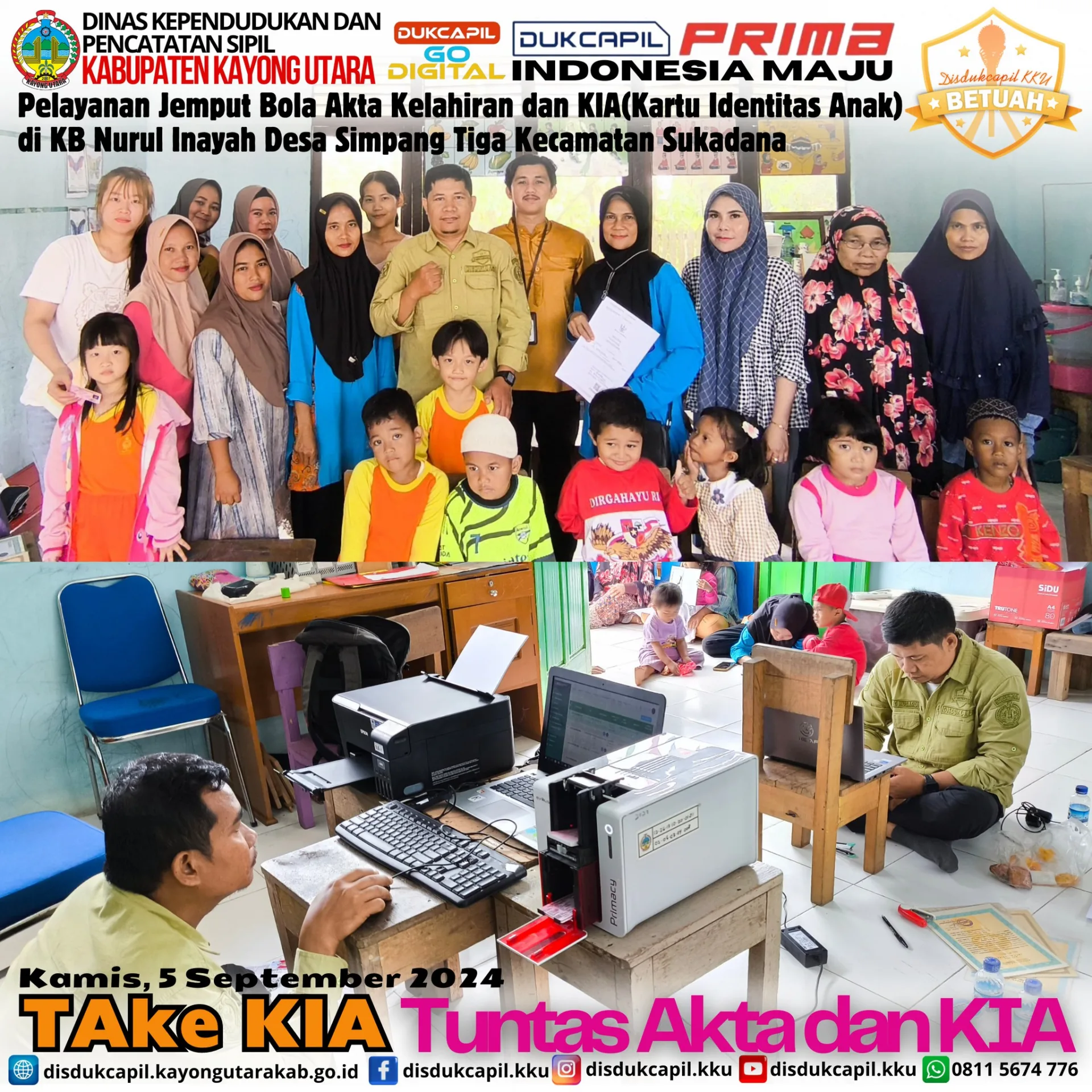 Inovasi TAKE KIA (Tuntas Akta Kelahiran dan KIA) oleh Disdukcapil Kayong Utara