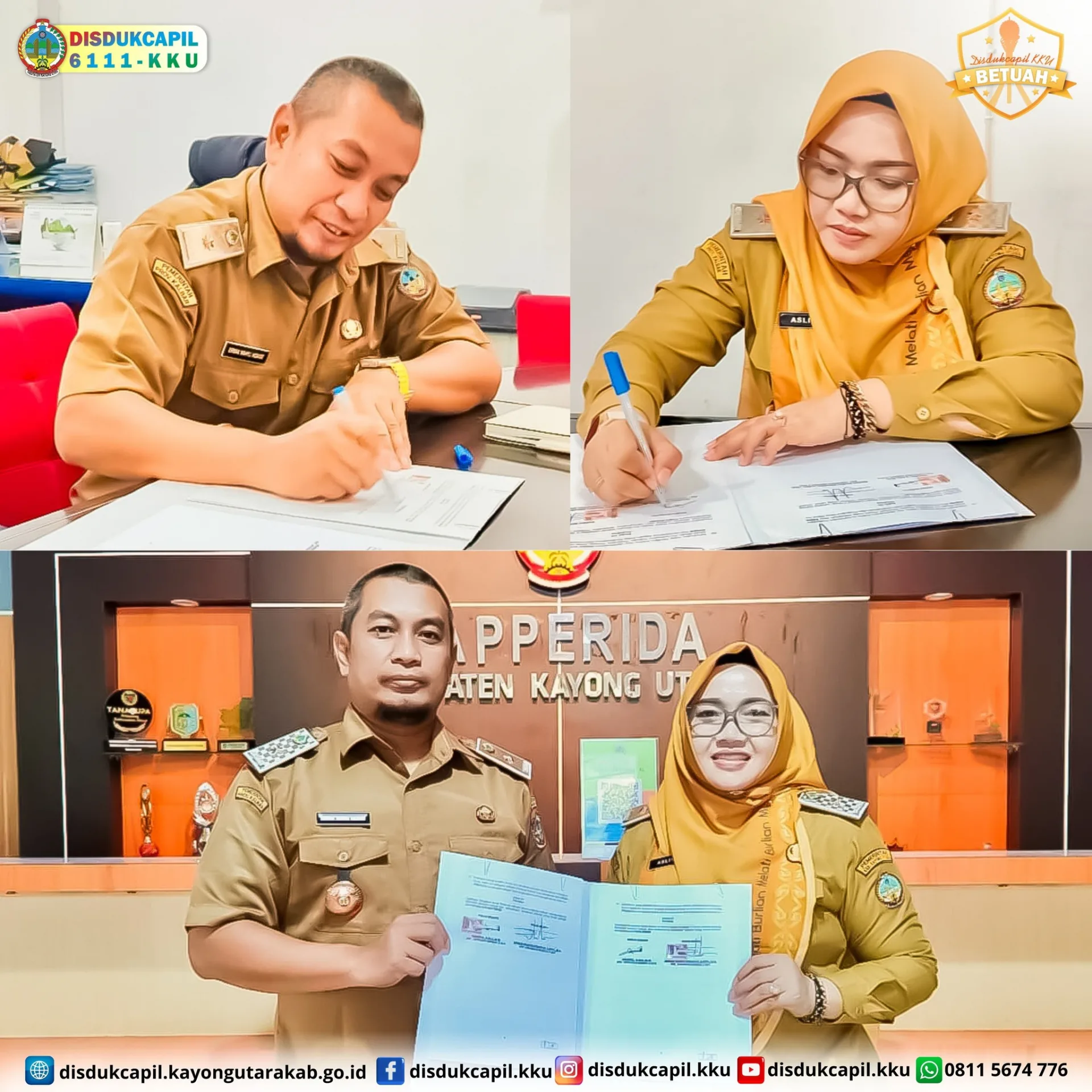 Disdukcapil KKU dan Bapperida KKU Tandatangani PKS Pemanfaatan Data Kependudukan untuk Mendukung Pembangunan Daerah