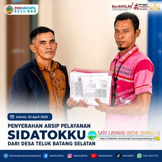 Desa Teluk Batang Selatan Serahkan Arsip SIDATOKKU, Langkah Kecil yang Berdampak Besar bagi Tertibnya Data Kependudukan Warga