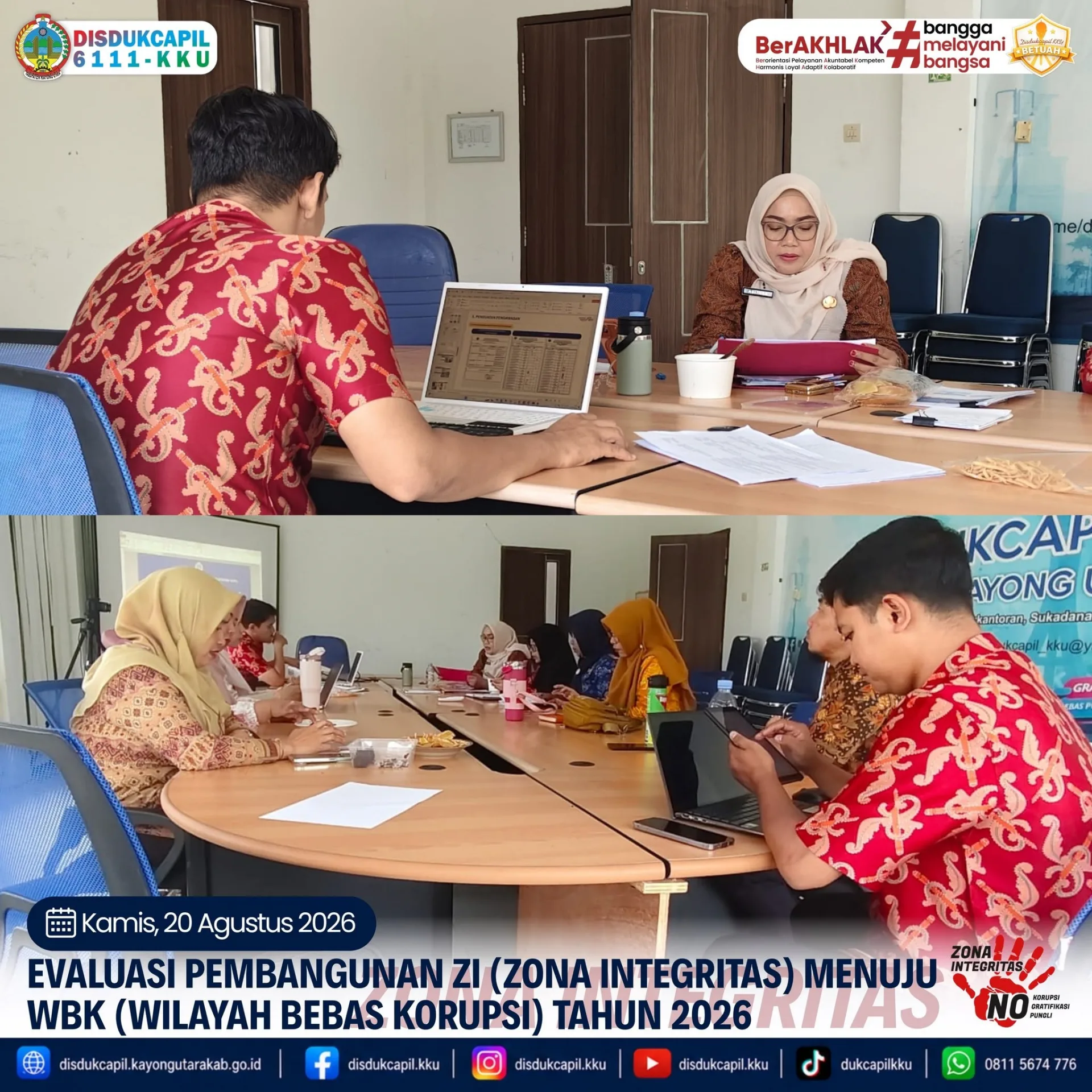 Evaluasi ZI Menuju WBK Tahun 2026, Disdukcapil Kayong Utara Perkuat Kualitas Pelayanan dan Integritas Aparatur