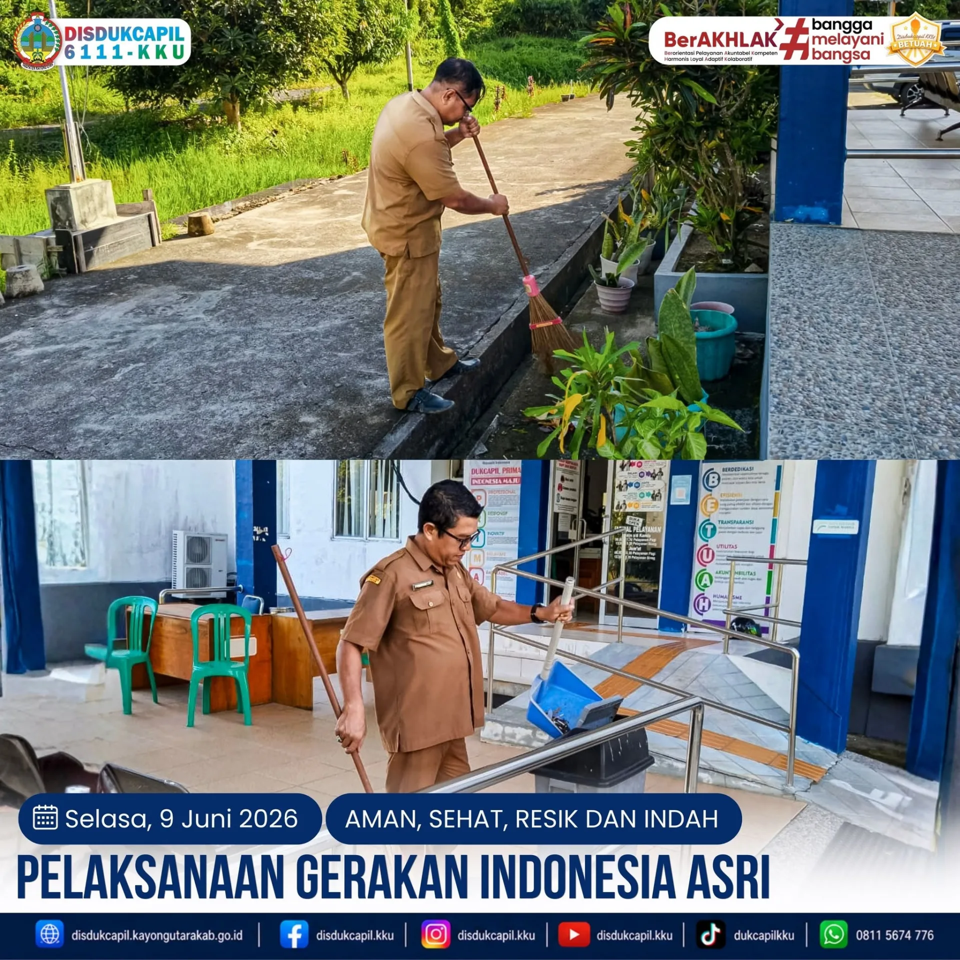 Konsisten Jaga Kebersihan, Dinas Dukcapil Kayong Utara Kembali Gelar Gerakan Indonesia ASRI