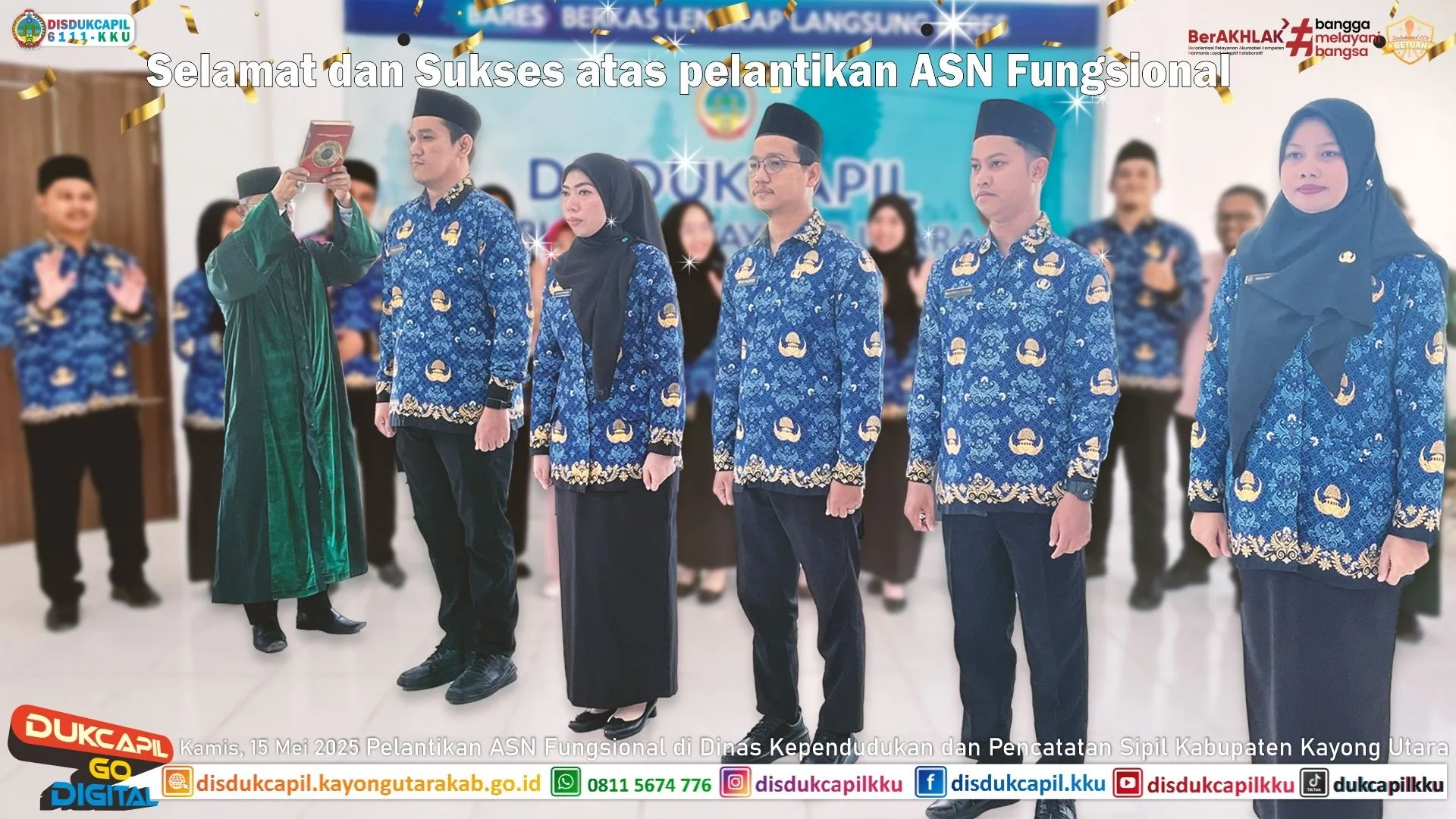 Pelantikan ASN Fungsional di Lingkungan Dinas Kependudukan dan Pencatatan Sipil Kabupaten Kayong Utara