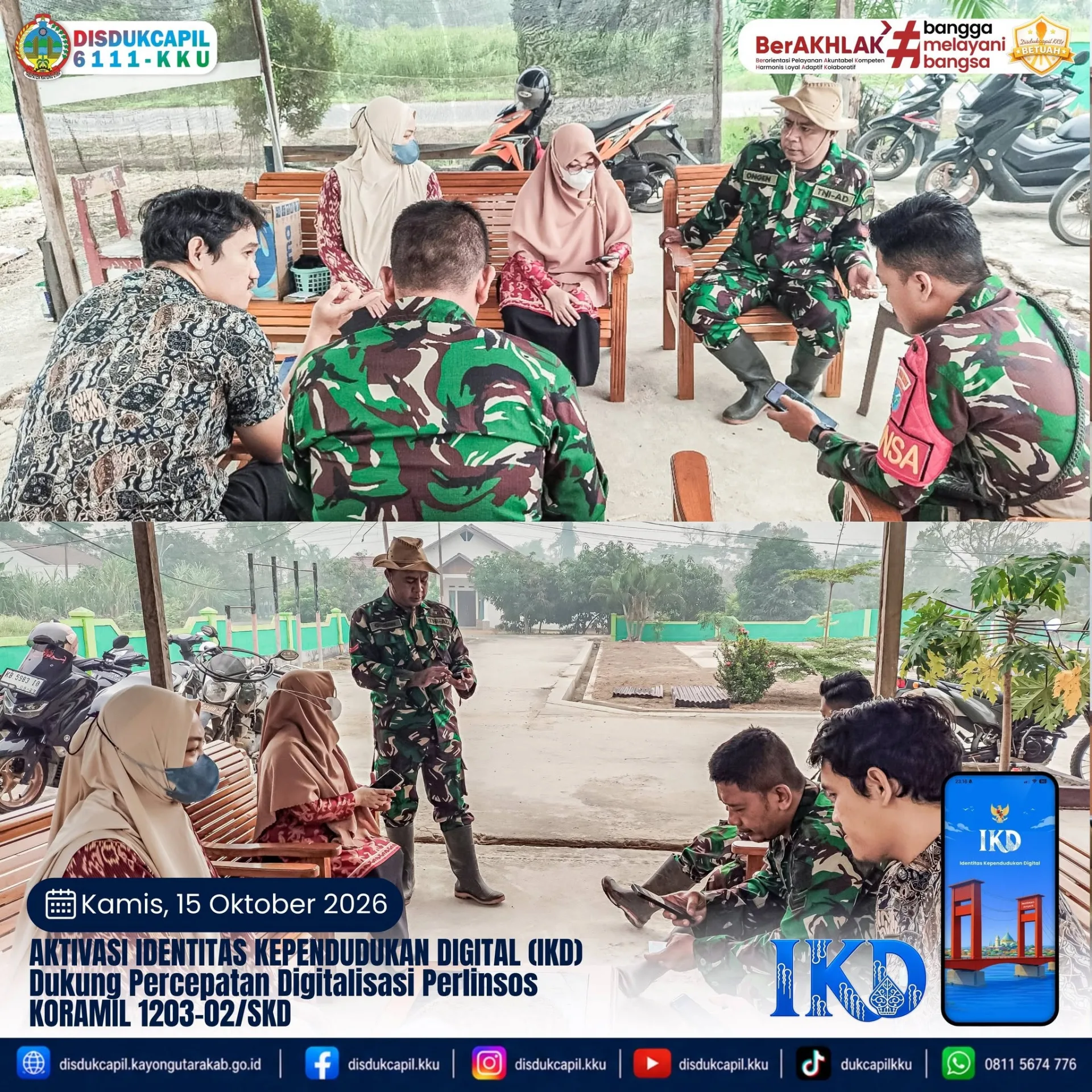 Koramil Sukadana Aktifkan IKD, Anggota TNI Siap Jadi Agen Perlinsos