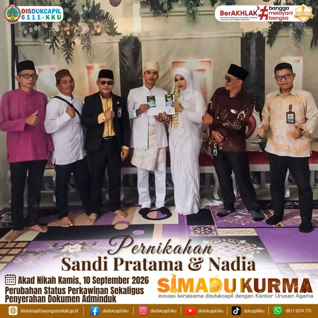 Disdukcapil dan KUA Kayong Utara Terus Perkuat Layanan SIMADU KURMA bagi Pengantin Baru