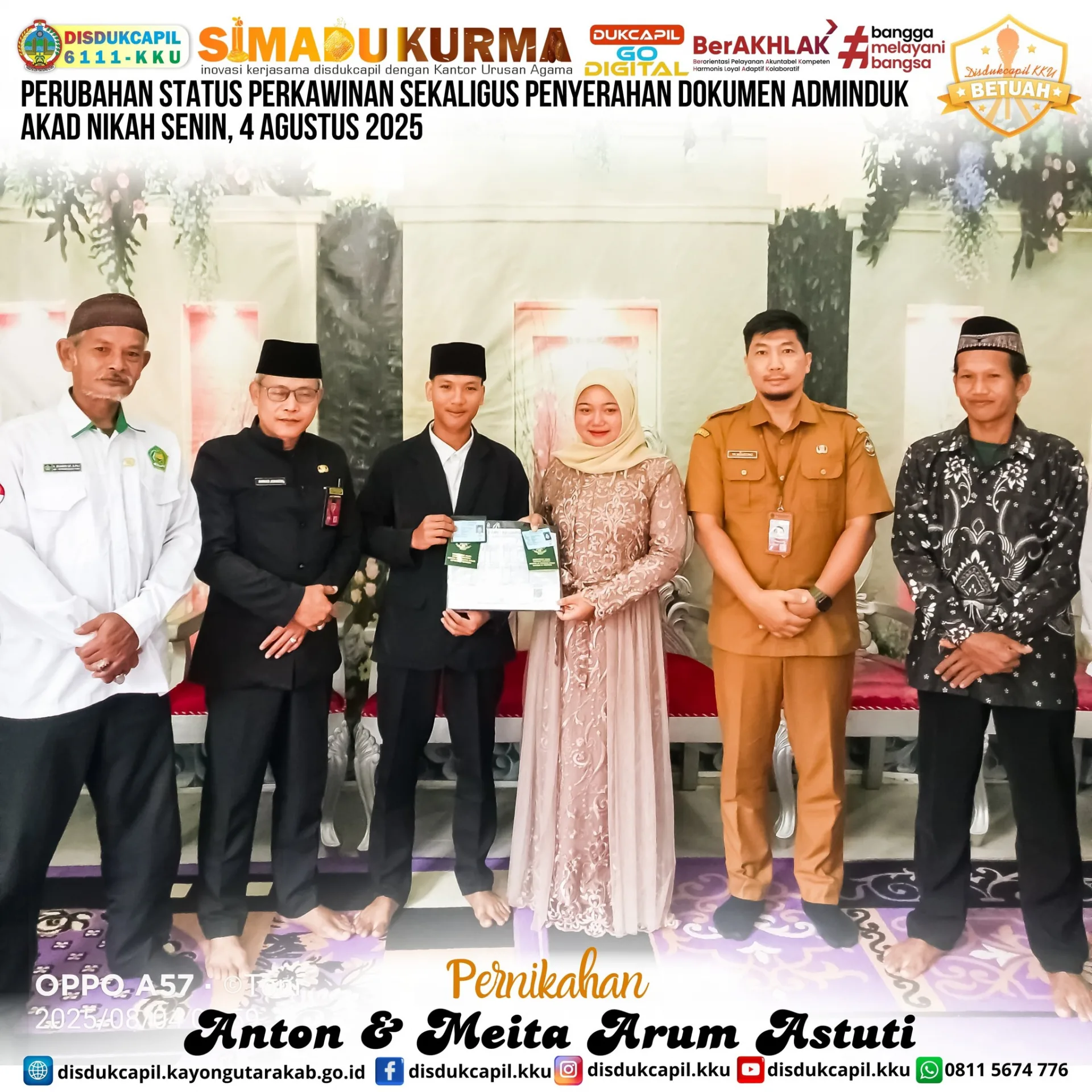 Perubahan Status Perkawinan dan Penyerahan Dokumen Adminduk melalui Inovasi SIMADU KURMA Edisi 4 Agustus 2025