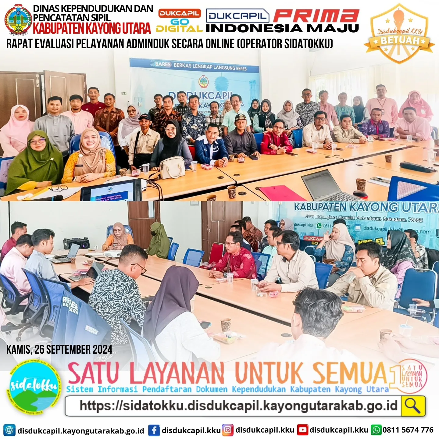 Rapat Evaluasi Pelayanan Adminduk secara Online melalui Aplikasi SIDATOKKU