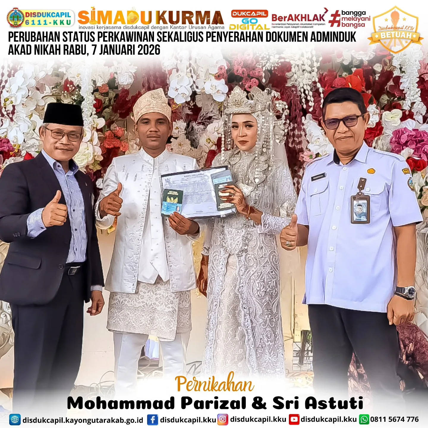 Layanan Terpadu Disdukcapil dan KUA Kayong Utara Hadirkan Kemudahan Adminduk bagi Pasangan Pengantin