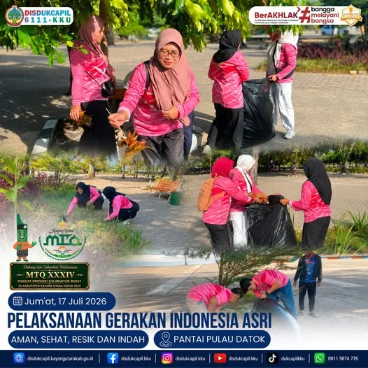 Dari Kantor ke Tepi Laut, Dinas Dukcapil Kayong Utara Bawa Gerakan Indonesia ASRI ke Pantai Pulau Datok
