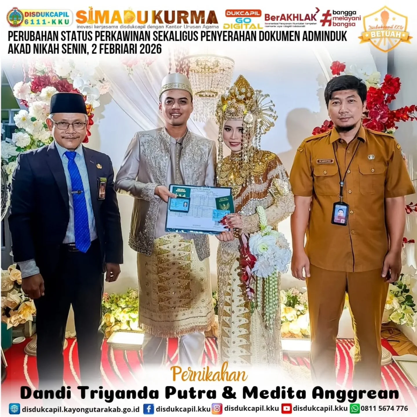 Kolaborasi Disdukcapil dan KUA Kayong Utara Hadirkan Layanan Adminduk Seketika bagi Pengantin Baru