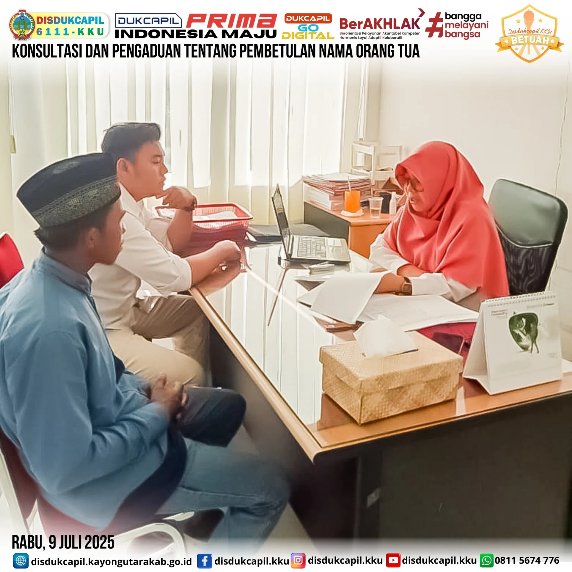 Kegiatan Konsultasi dan Pengaduan Terkait Pembetulan Nama Orang Tua