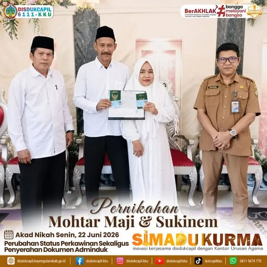 Akhir Pekan Tak Menghalangi Pelayanan: SIMADU KURMA Pastikan Mohtar Maji & Sukinem Mengawali Rumah Tangga dengan Adminduk Lengkap