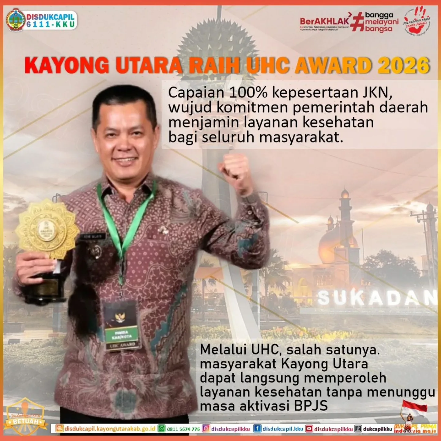 Pemda Kayong Utara kembali Raih UHC Awards Tahun 2026