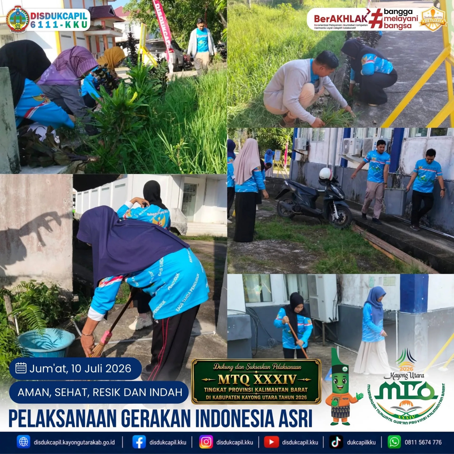 Tutup Pekan dengan Gotong Royong, Dinas Dukcapil Kayong Utara Lanjutkan Gerakan Indonesia ASRI