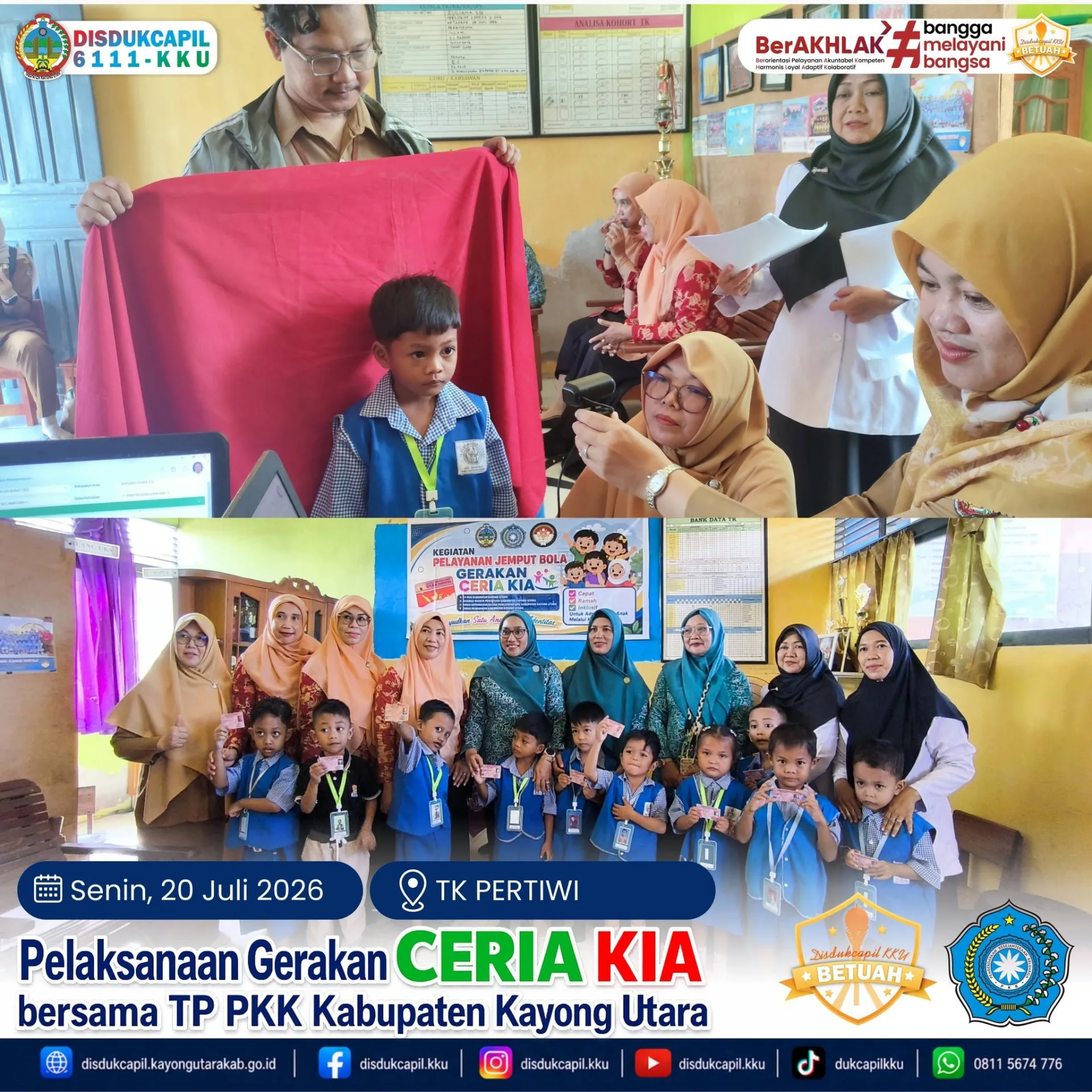 Gerakan CERIA KIA Menyapa TK Pertiwi Sukadana: Langkah Nyata Pastikan Setiap Anak Miliki Identitas Sejak Dini