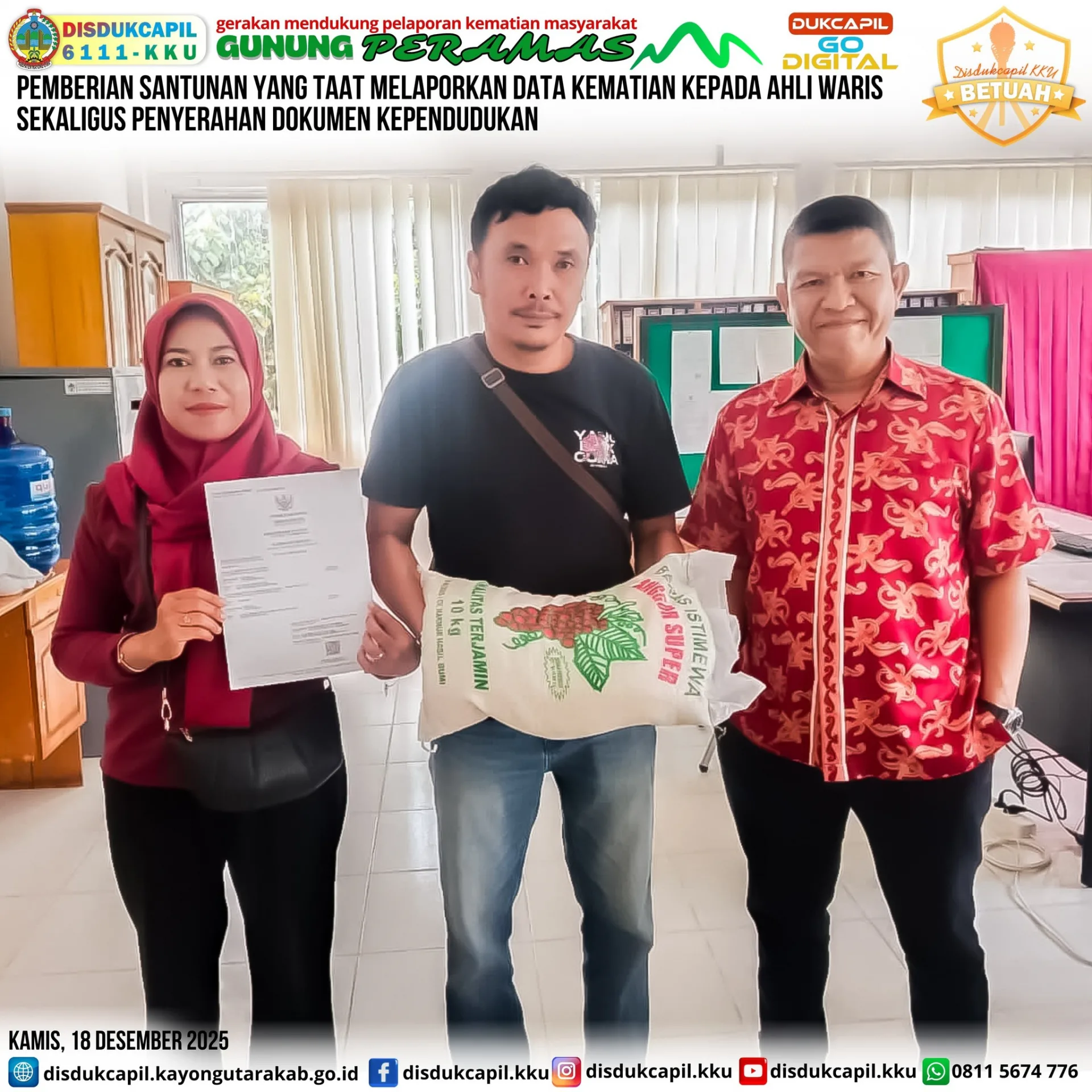 GUNUNG PERAMAS - Dorong Kesadaran Masyarakat Laporkan Kematian ke Dukcapil Kayong Utara