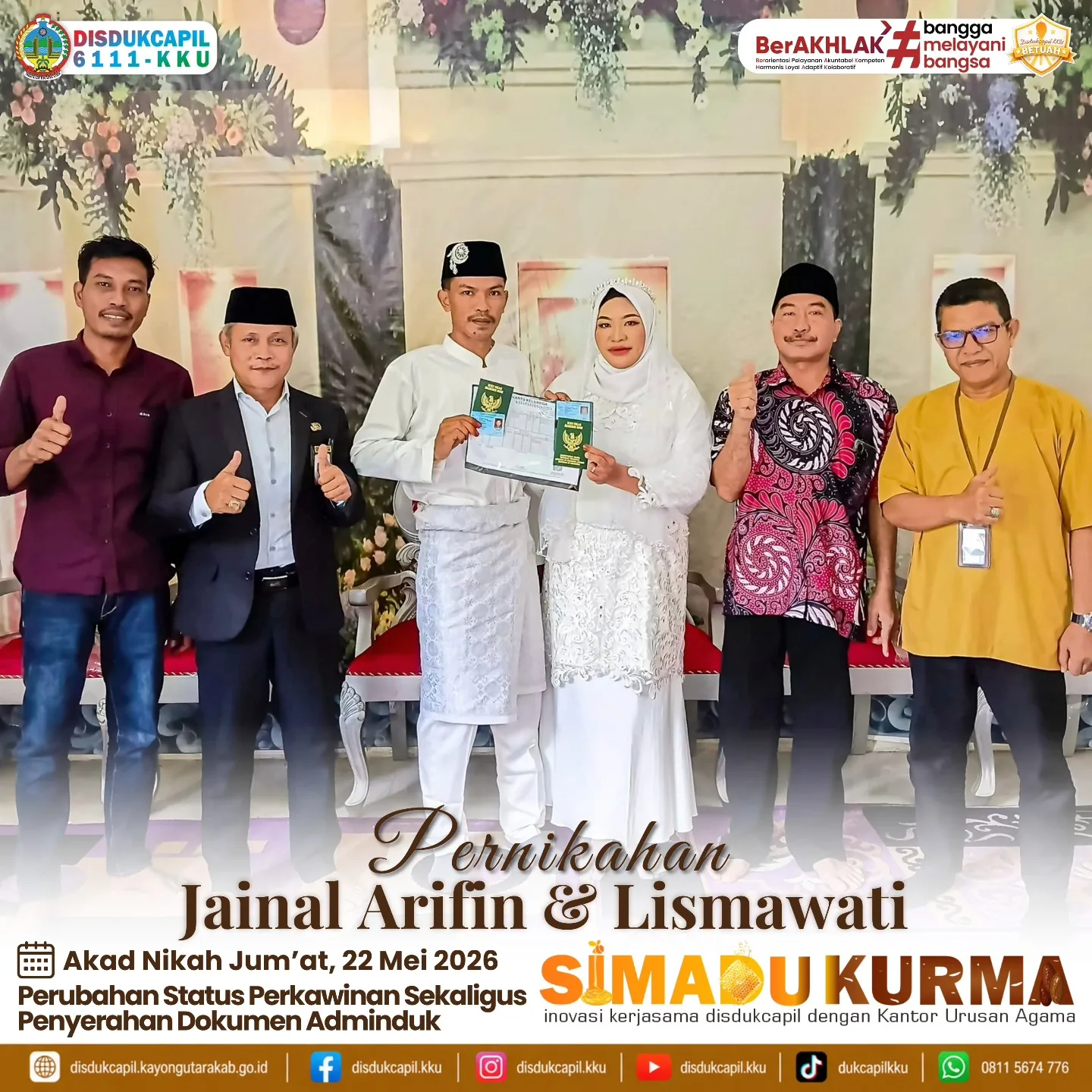 Adminduk Beres, Disdukcapil Kayong Utara Kawal Pernikahan Jainal Arifin & Lismawati dari Awal