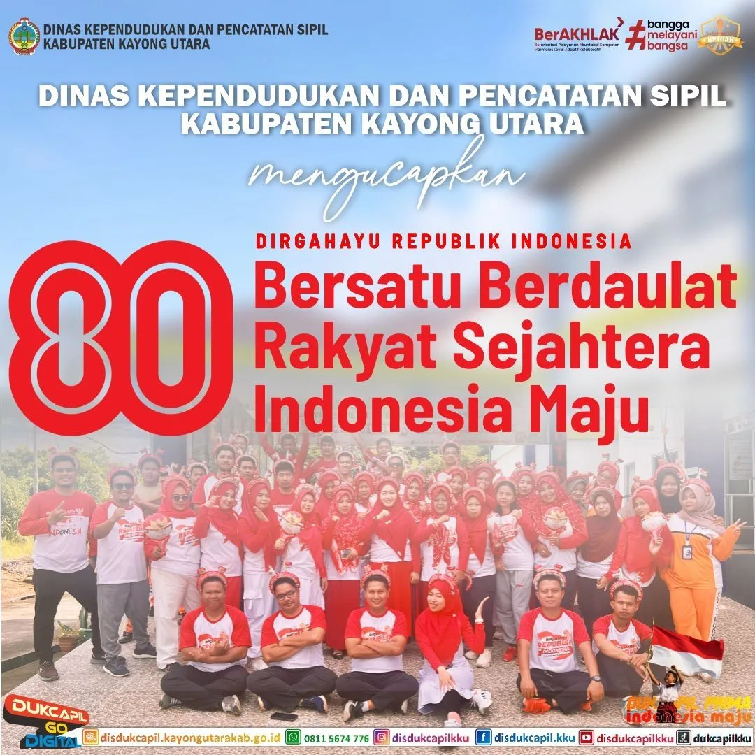 Disdukcapil Kayong Utara Ucapkan Selamat HUT ke-80 Republik Indonesia