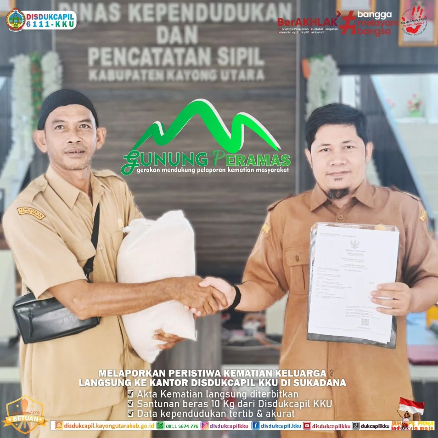 GUNUNG PERAMAS, Dukcapil Kayong Utara Ajak Masyarakat Tertib Lapor Kematian