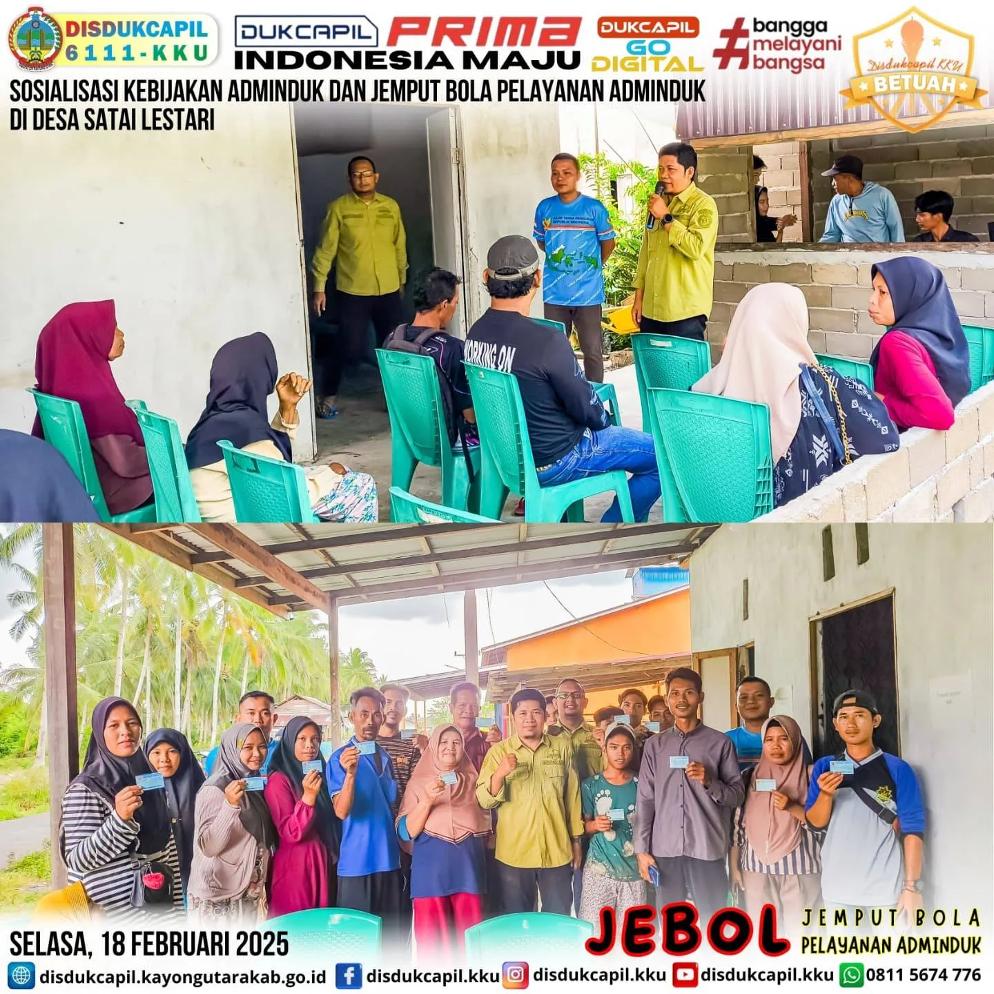 Sosialisasi Kebijakan Adminduk dan Jemput Bola Pelayanan di Desa Satai Lestari 19 Februari 2025