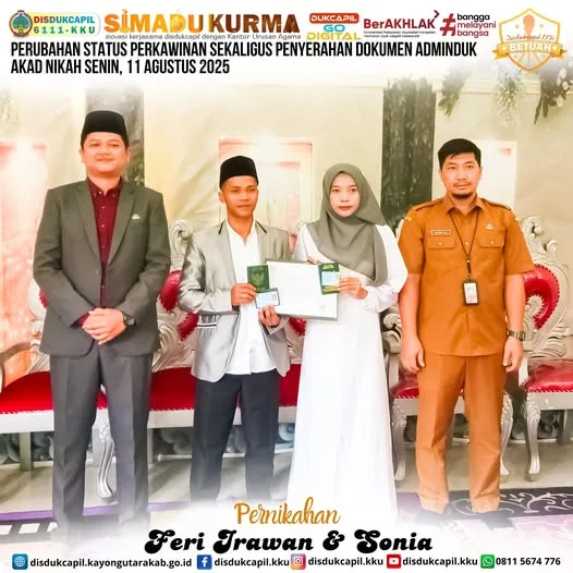 Perubahan Status Perkawinan dan Penyerahan Dokumen Adminduk melalui Inovasi SIMADU KURMA Edisi 11 Agustus 2025