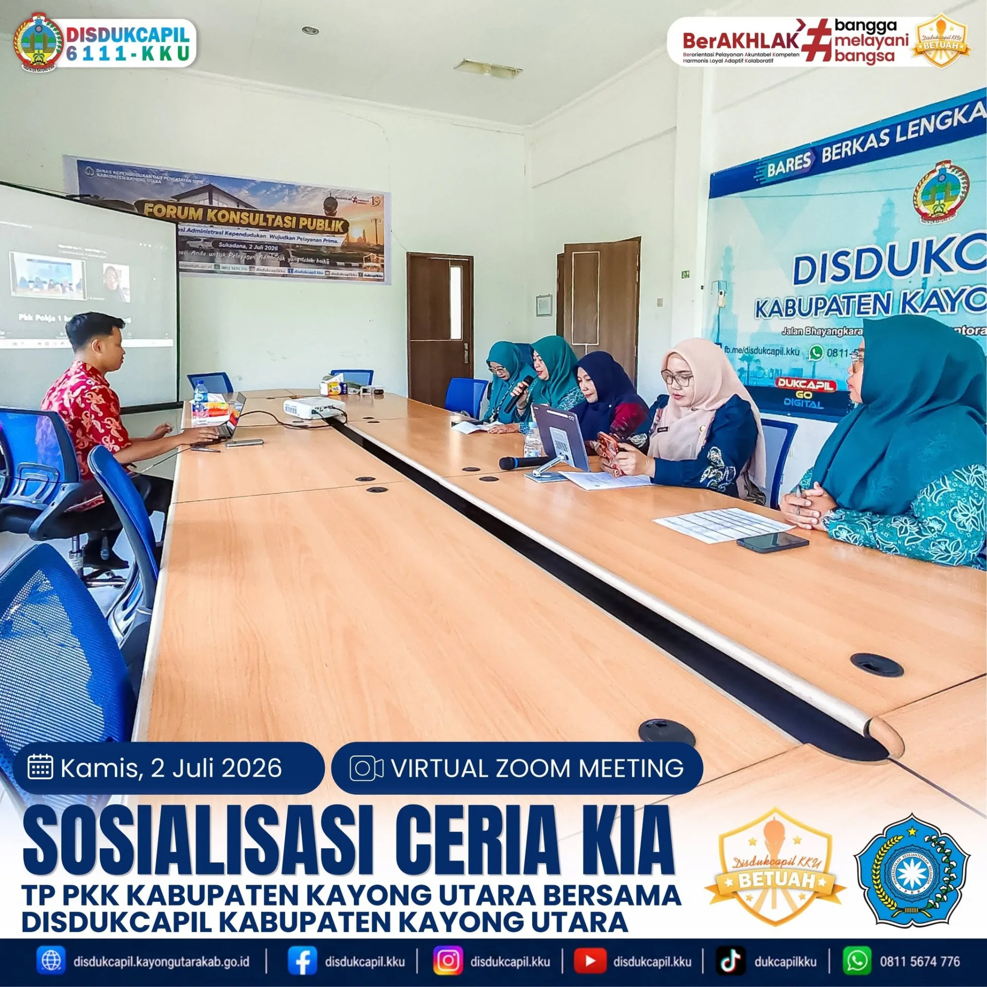 Sosialisasi CERIA KIA: Disdukcapil dan TP PKK Kayong Utara Perkuat Koordinasi Percepat Kepemilikan Identitas Anak