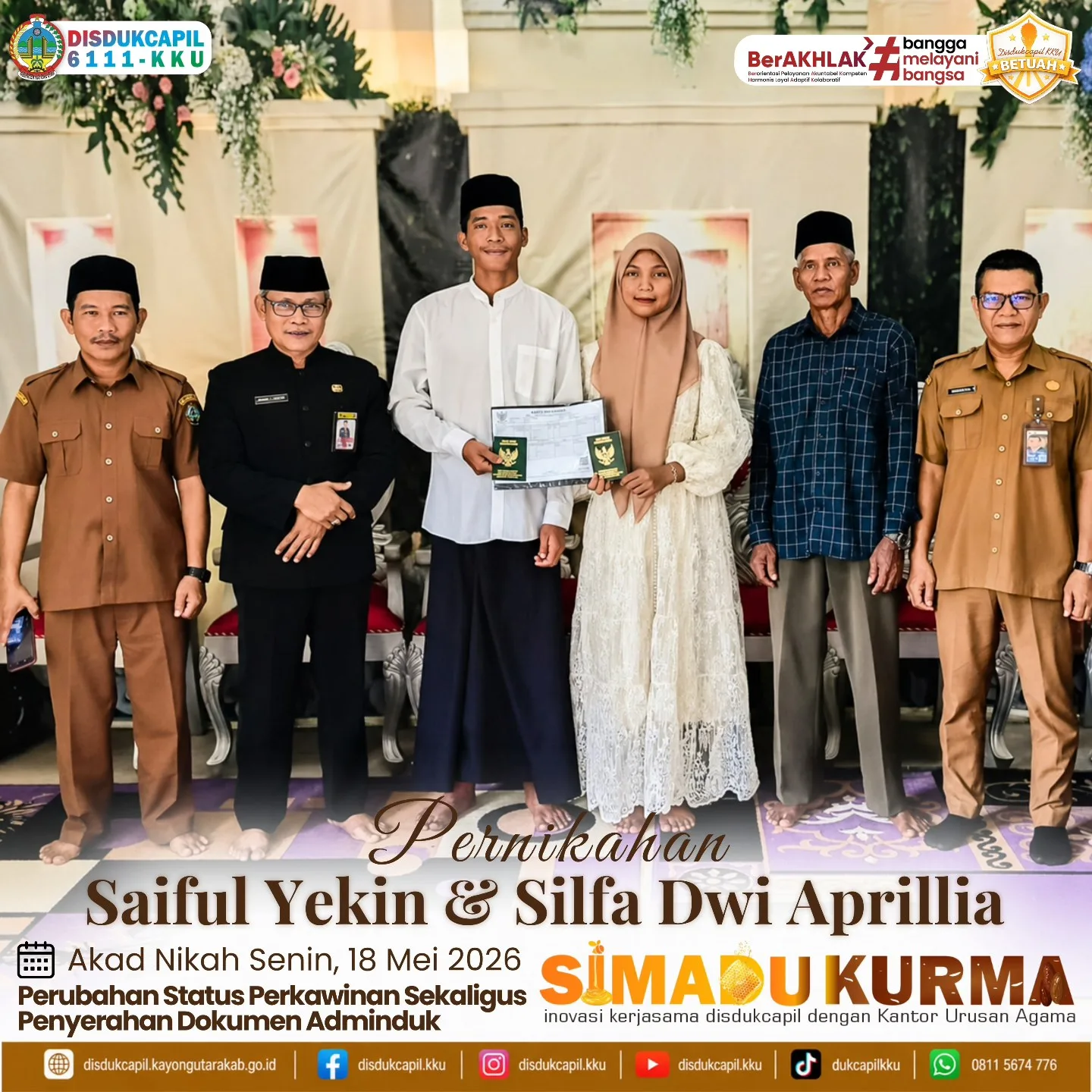 Resmi Bersatu, Resmi Tercatat: Disdukcapil Kayong Utara & KUA Kawal Adminduk Saiful Yekin & Silfa Dwi Aprillia Hingga Tuntas