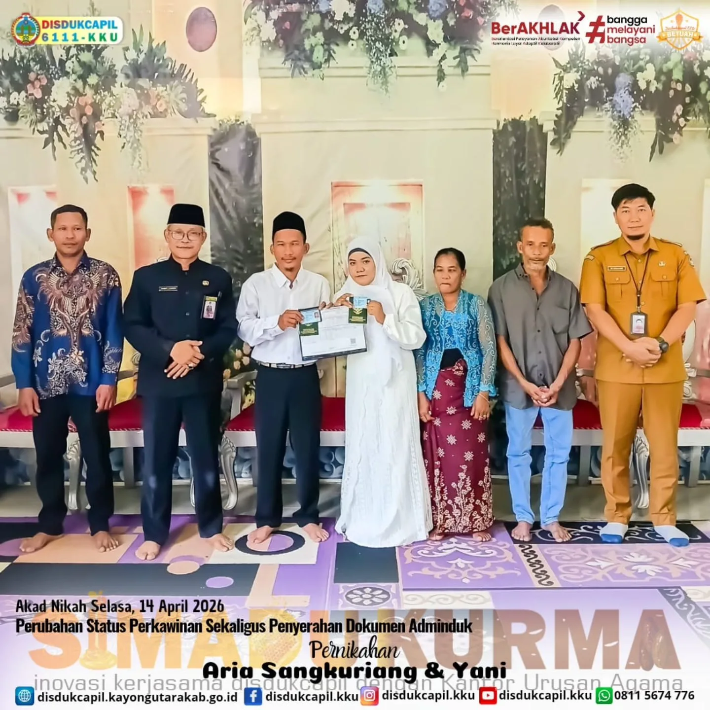 Wujudkan Tertib Administrasi, Disdukcapil Kayong Utara dan KUA Bersinergi Perbarui Data Kependudukan Pasangan Baru