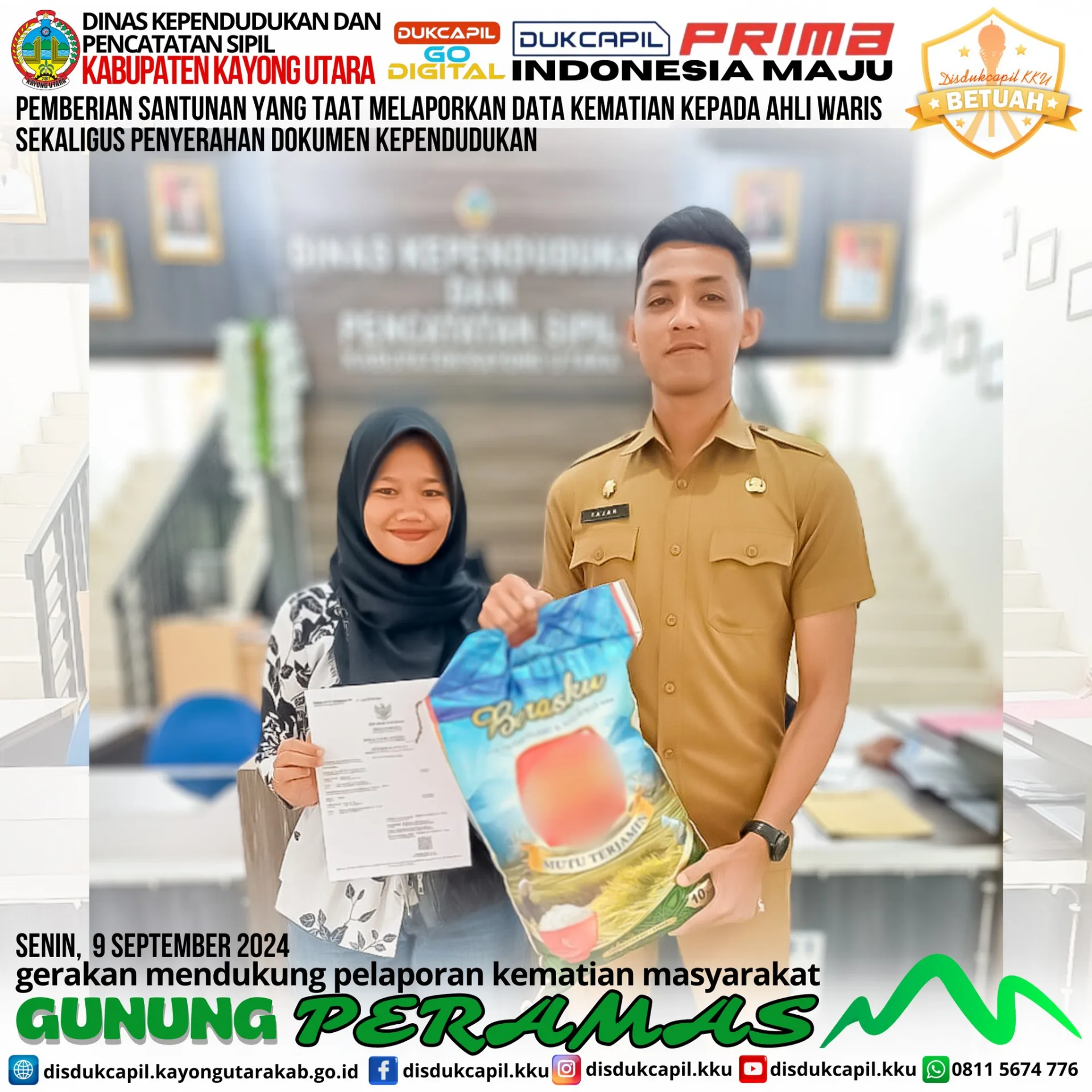 Inovasi Gunung Peramas (Gerakan Mendukung Pelaporan Kematian Masyarakat) oleh Disdukcapil Kayong Utara