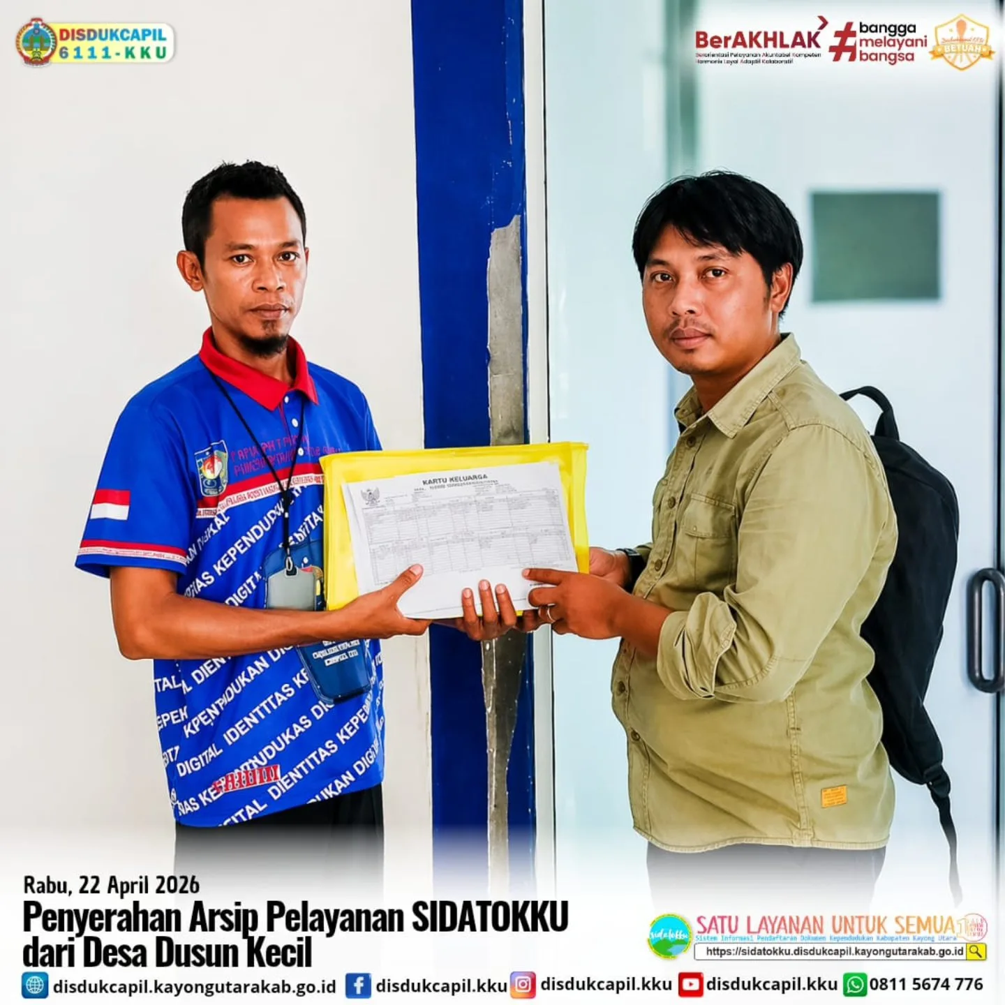 Desa Dusun Kecil Serahkan Arsip SIDATOKKU ke Disdukcapil Kayong Utara, Bukti Nyata Layanan Adminduk Makin Dekat ke Masyarakat