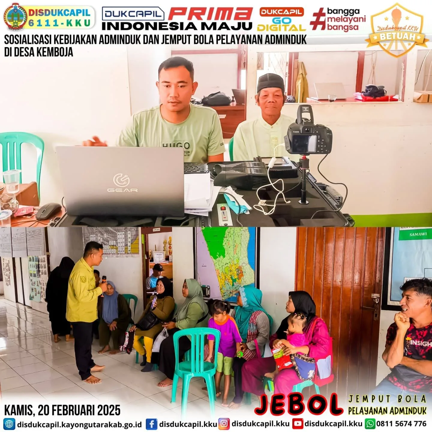 Sosialisasi Kebijakan Adminduk dan Jemput Bola Pelayanan di Desa Kemboja 20 Februari 2025