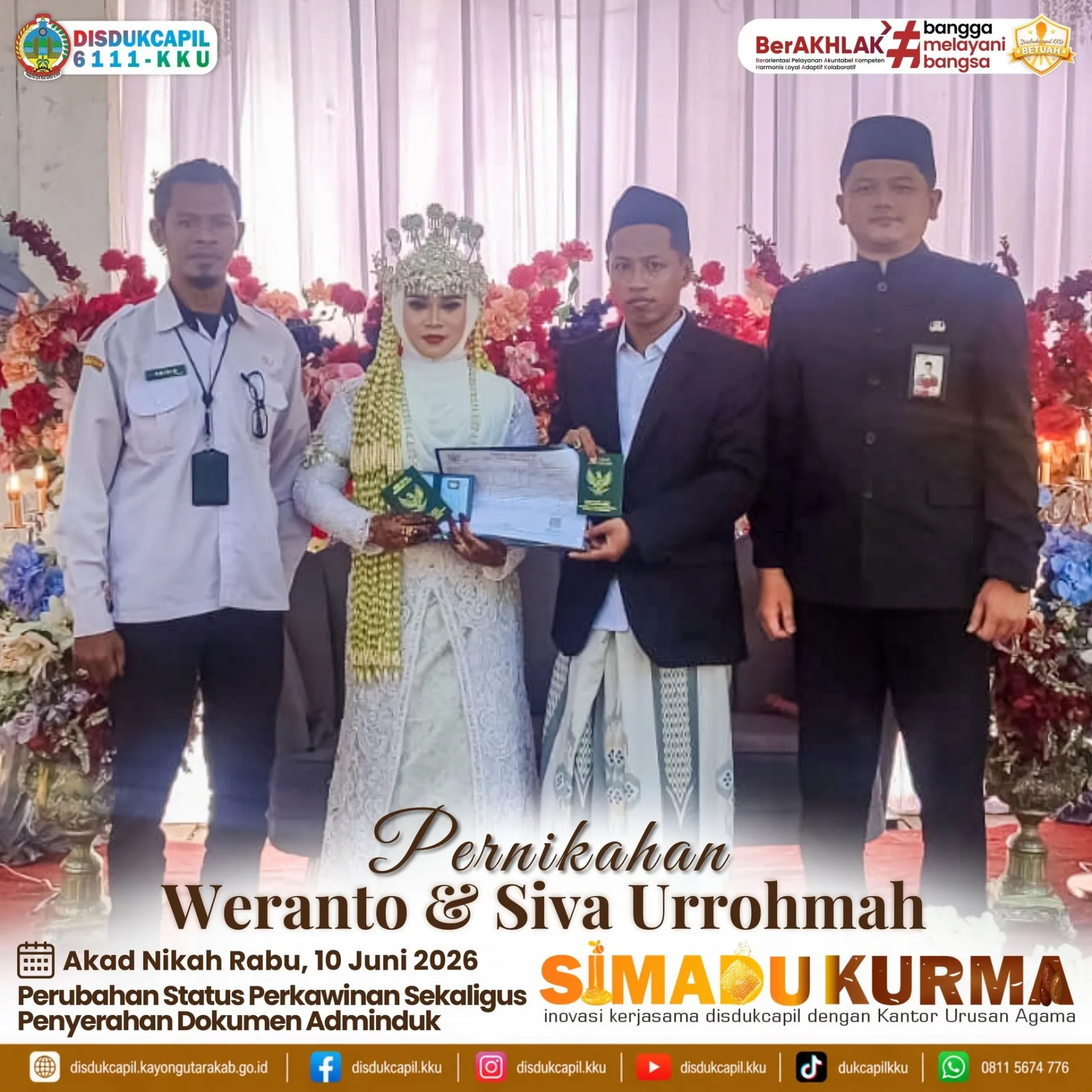 SIMADU KURMA Kembali Beraksi: Weranto & Siva Urrohmah Nikmati Kemudahan Adminduk Sejak Hari Pertama Berumah Tangga