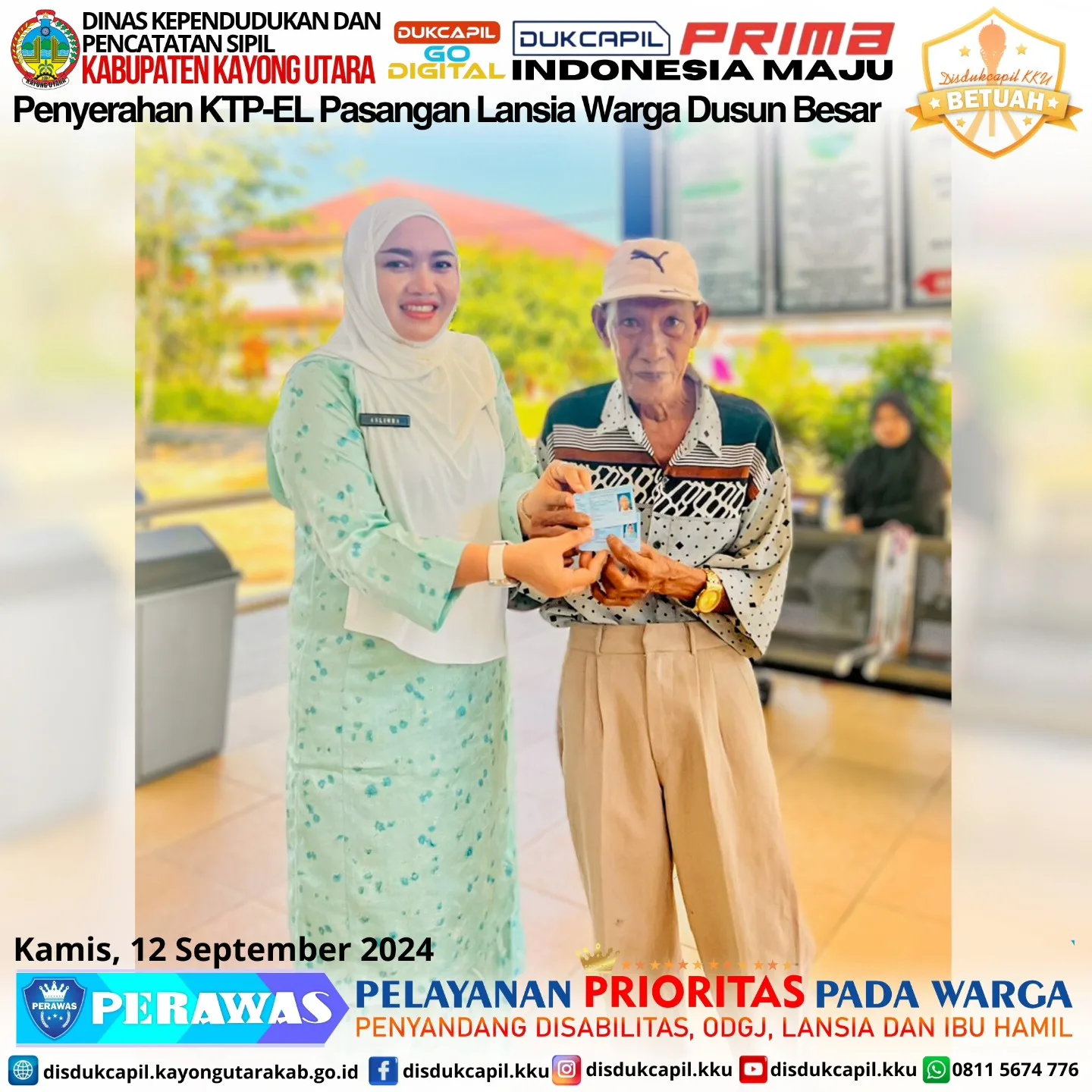 Inovasi PERAWAS (Pelayanan Prioritas Pada Warga Penyandang Disabilitas, ODGJ, Lansia dan Ibu Hamil) oleh Disdukcapil Kayong Utara